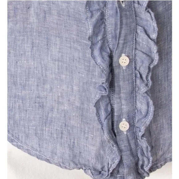 CP shades linen denim ruffle button down shirt - size M - Picture 8 of 8